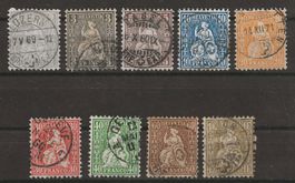 1862 : Serie Sitz. Helvetia Nr. 28 - 36 : KP 810.--